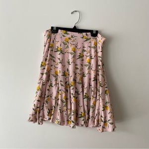 Lemon printed pink mini skirt